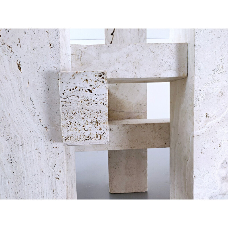 Travertine dining table by Willy Ballez