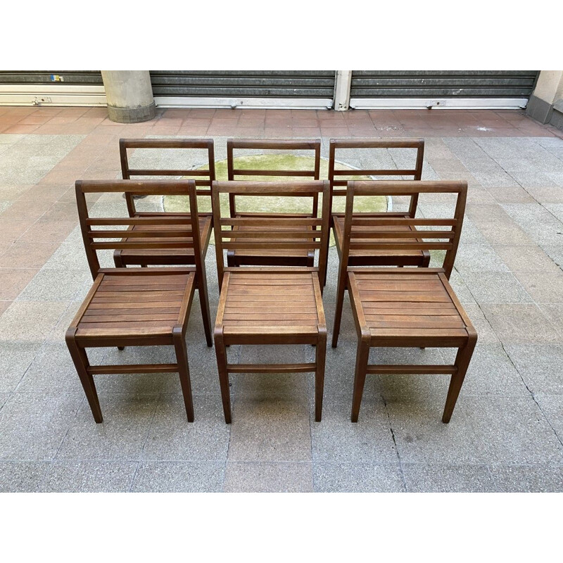 Suite of 6 vintage René Gabriel chairs 1947