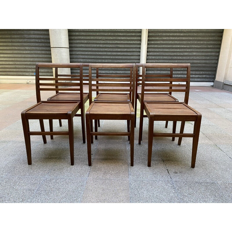 Suite of 6 vintage René Gabriel chairs 1947