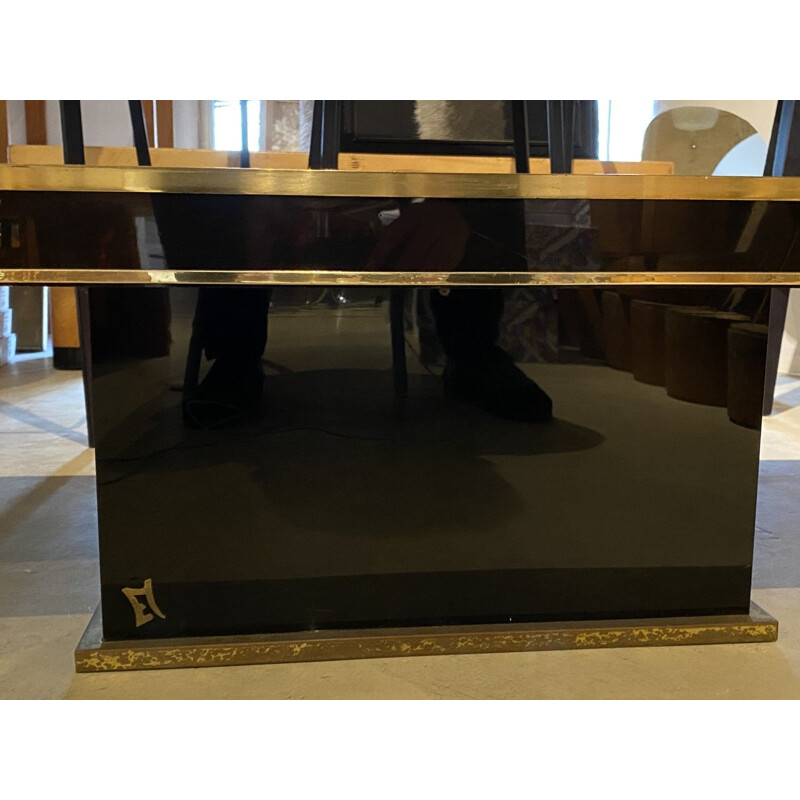 Table basse vintage Plexiglas et plateau de verre fumé