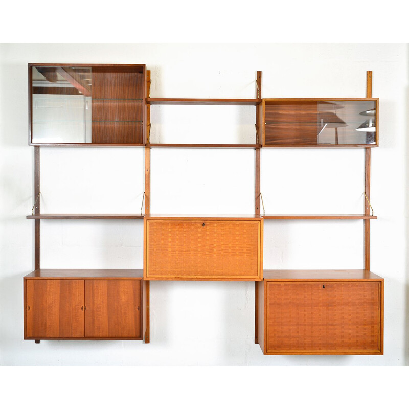 Midcentury Royal System Teak Wall Unit Shelving by Poul Cadovius Danish 1948