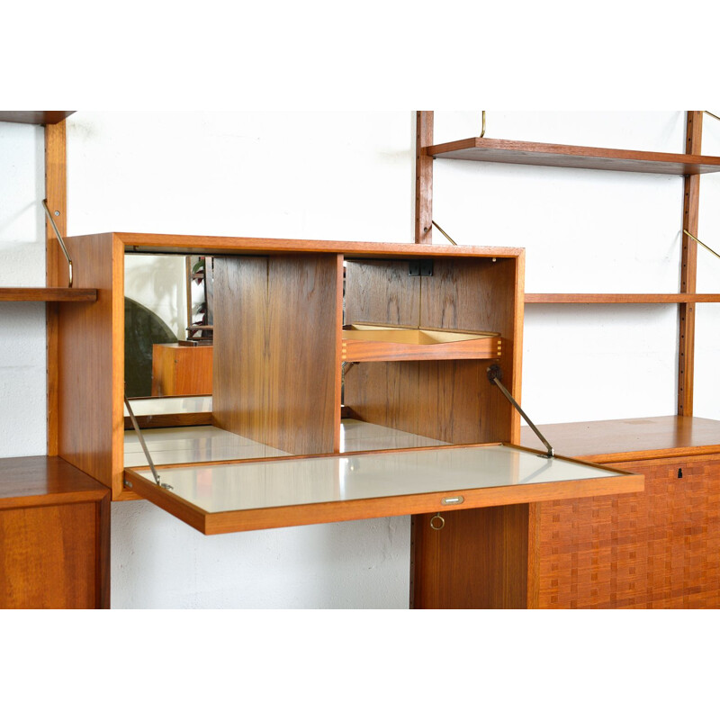 Midcentury Royal System Teak Wall Unit Shelving by Poul Cadovius Danish 1948