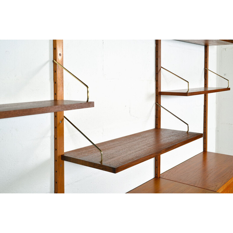 Midcentury Royal System Teak Wall Unit Shelving by Poul Cadovius Danish 1948