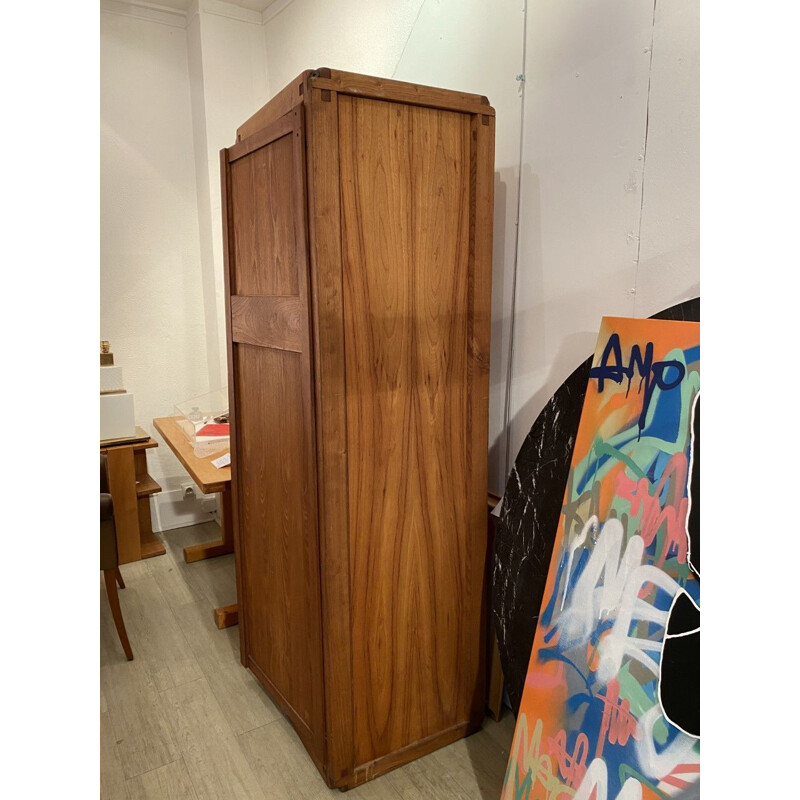 Vintage GO wardrobe in solid elm by Pierre Chapo 1975