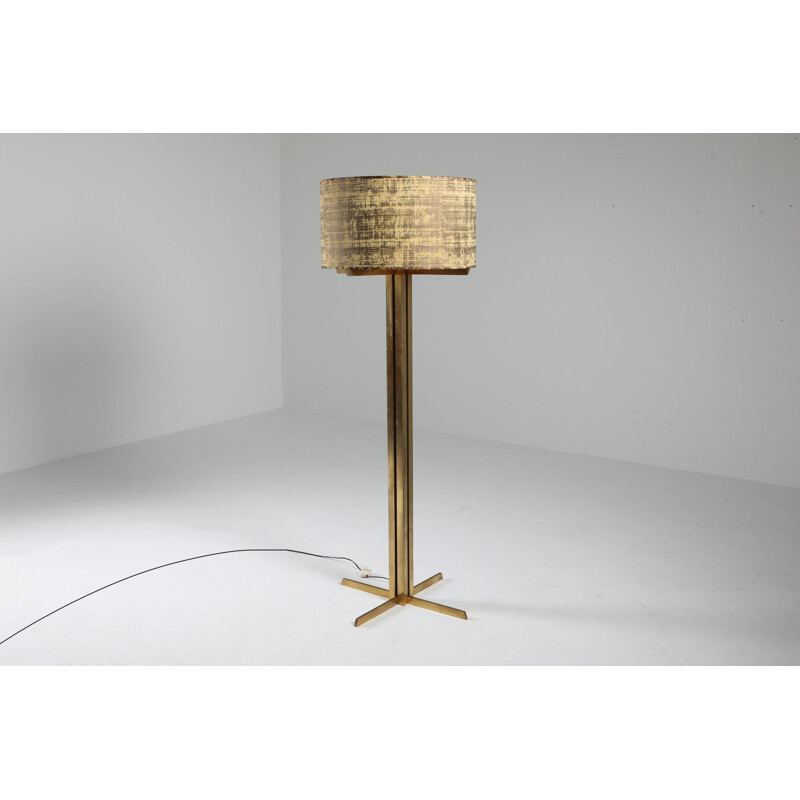 Vintage Wabbes Brass Floor Lamp by Jan Vlug 1970s