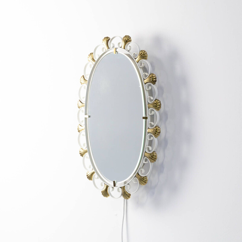 Vintage metal brass mirror by Egon Hillebrand for Hillebrand