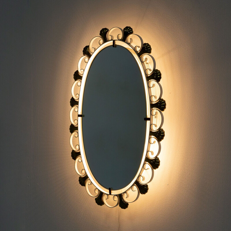 Specchio d'epoca in ottone di Egon Hillebrand per Hillebrand