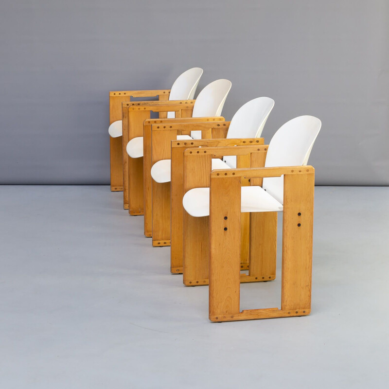 Set 4 vintage Arfa & Tobia Scarpa 'dialogo' dining chairs for B&B Italia 1970s