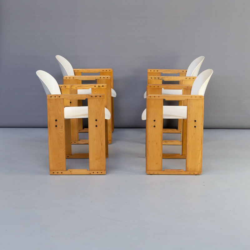 Set 4 vintage Arfa & Tobia Scarpa 'dialogo' dining chairs for B&B Italia 1970s