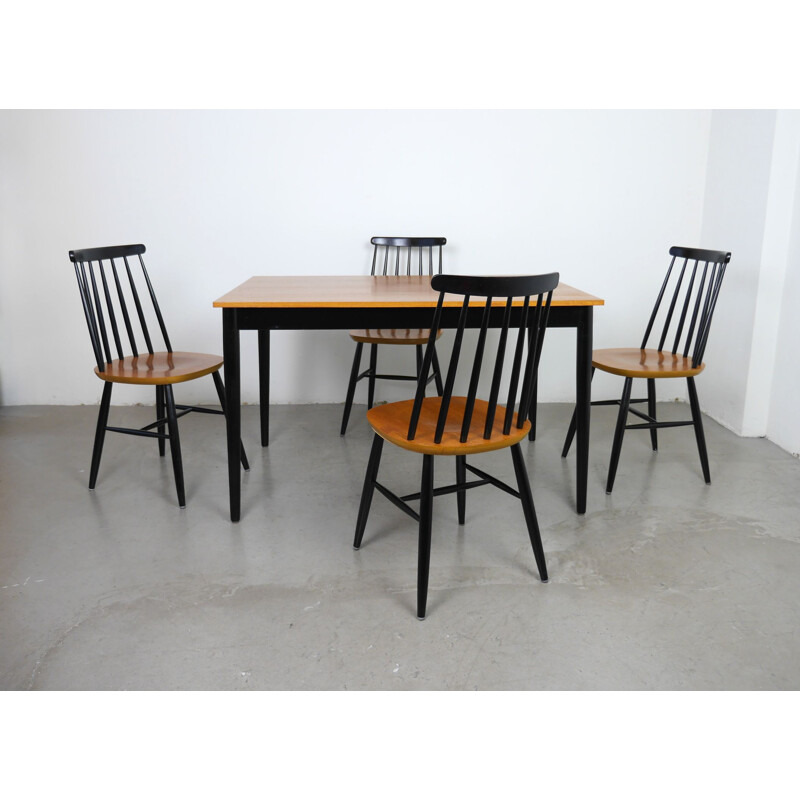 Vintage Dining Table & 4 Chairs, Denmark, 1972