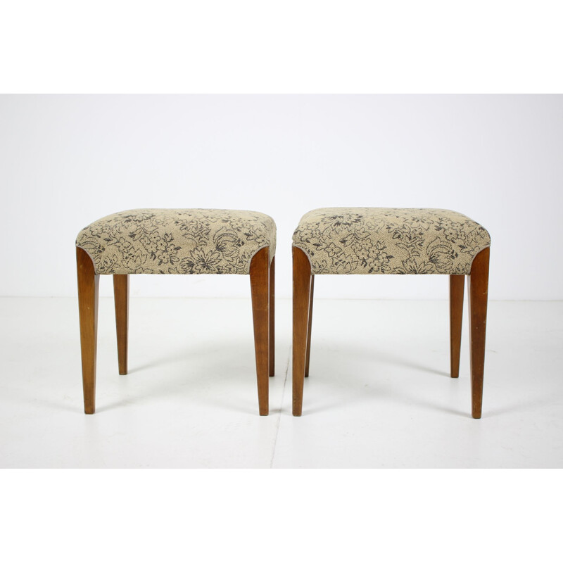 Pair of vintage footstools designed by Jindřich Halabala, czechoslovakia 1950s 