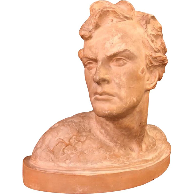 Vintage terracotta bust of man 1900