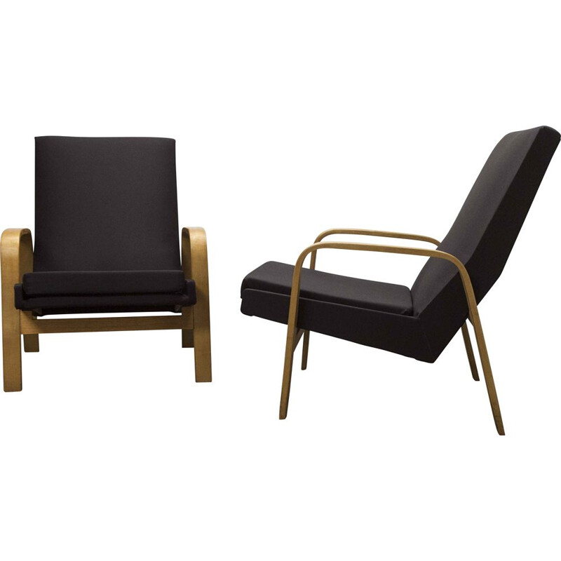 Paar vintage A.R.P. fauteuils van Steiner 1950