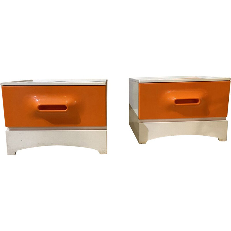 Pair of Marc Held Prisunic vintage bedside tables 1972