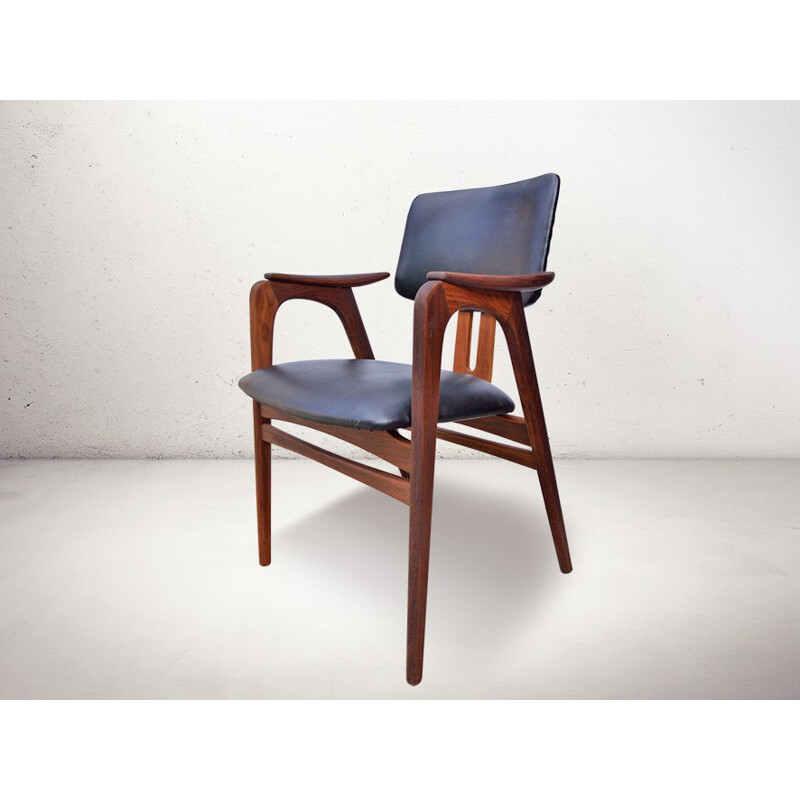 Pastoe mid-century armchair in teak and leather, Cees BRAAKMAN - 1950s