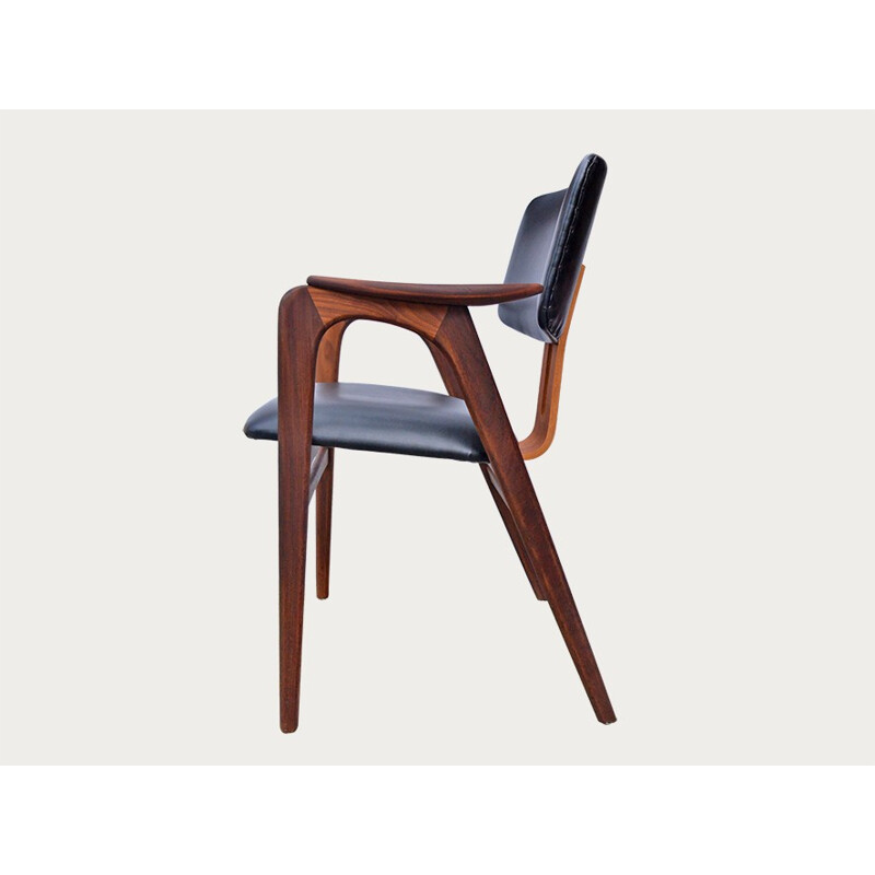 Pastoe mid-century armchair in teak and leather, Cees BRAAKMAN - 1950s