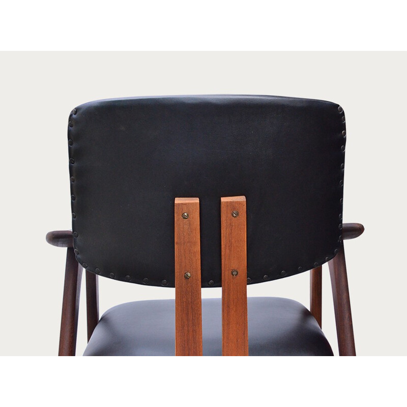 Pastoe mid-century armchair in teak and leather, Cees BRAAKMAN - 1950s