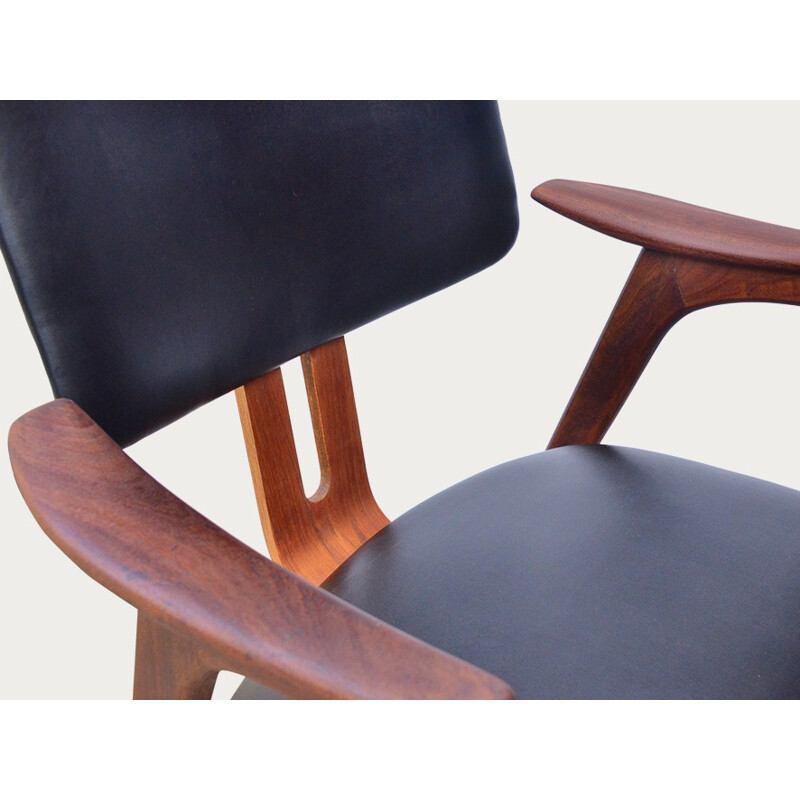 Pastoe mid-century armchair in teak and leather, Cees BRAAKMAN - 1950s