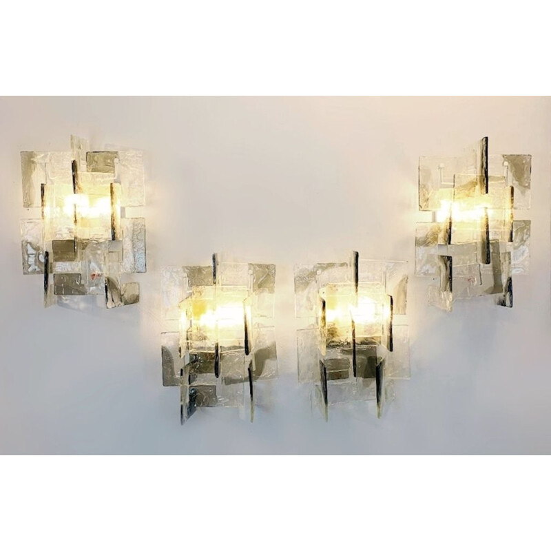 8 Vintage Wall Sconces "C" By Carlo Nason For Mazzega Murano 1970