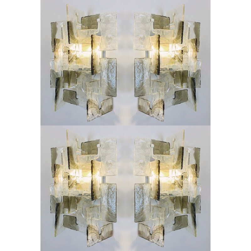 8 Vintage Wall Sconces "C" By Carlo Nason For Mazzega Murano 1970