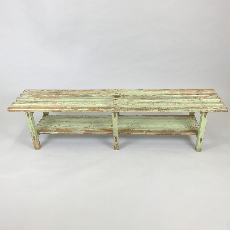 Vintage Industrial Wooden Bench, 1930s