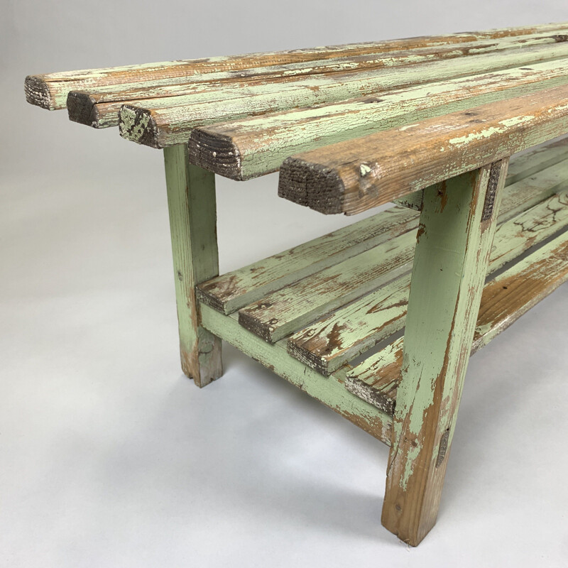 Vintage Industrial Wooden Bench, 1930s