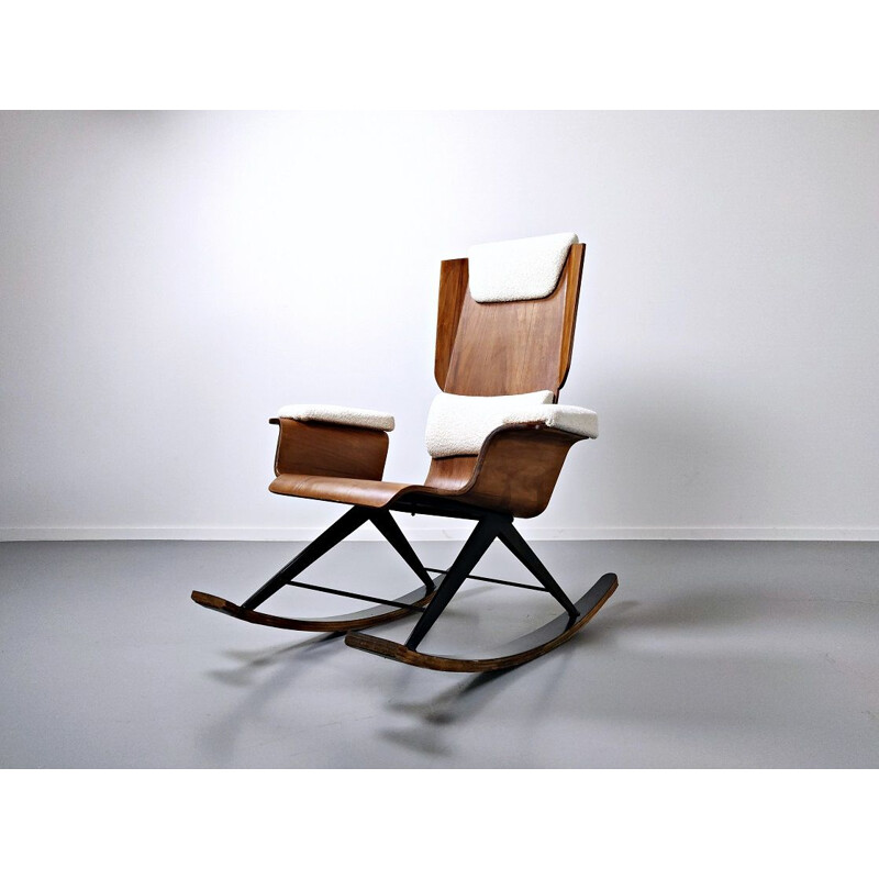 Vintage Wood rocking chair by Carlo Ratti Italy 1960s