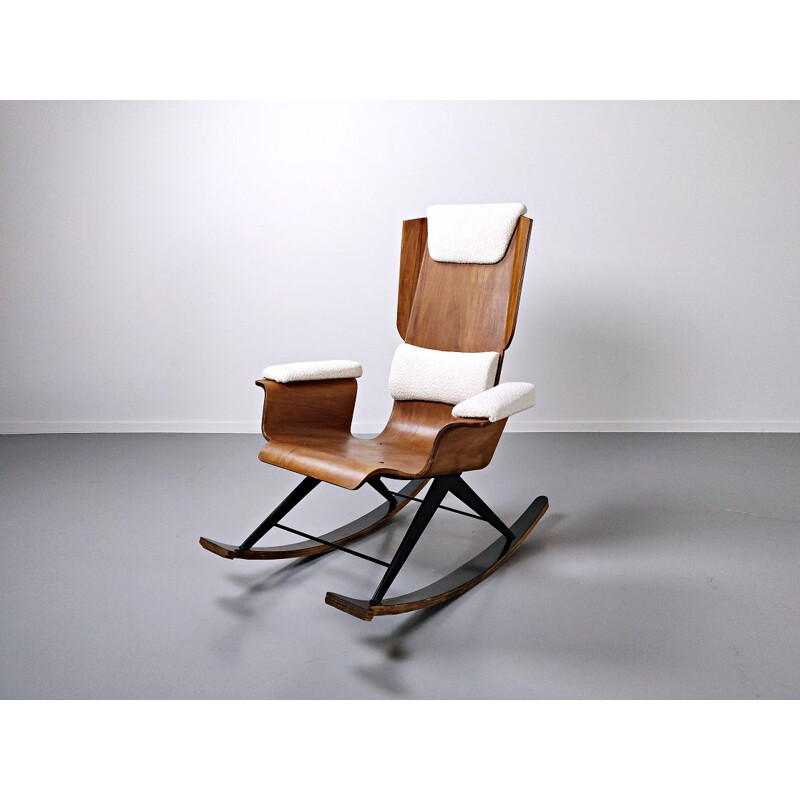 Vintage Wood rocking chair by Carlo Ratti Italy 1960s