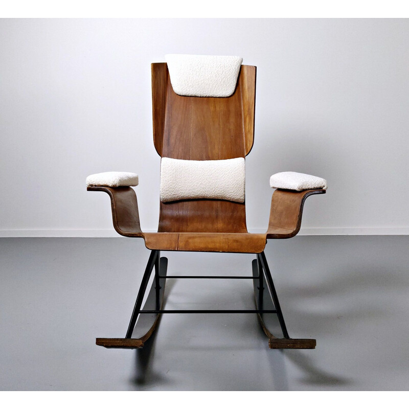 Vintage Wood rocking chair by Carlo Ratti Italy 1960s