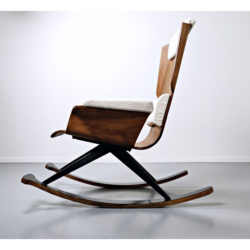 Vintage Wood rocking chair by Carlo Ratti Italy 1960s