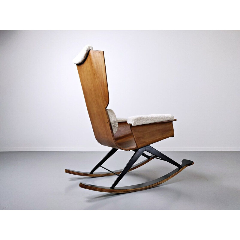 Vintage Wood rocking chair by Carlo Ratti Italy 1960s