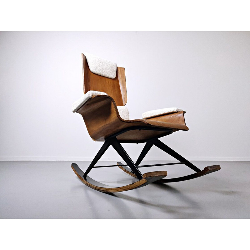 Vintage Wood rocking chair by Carlo Ratti Italy 1960s