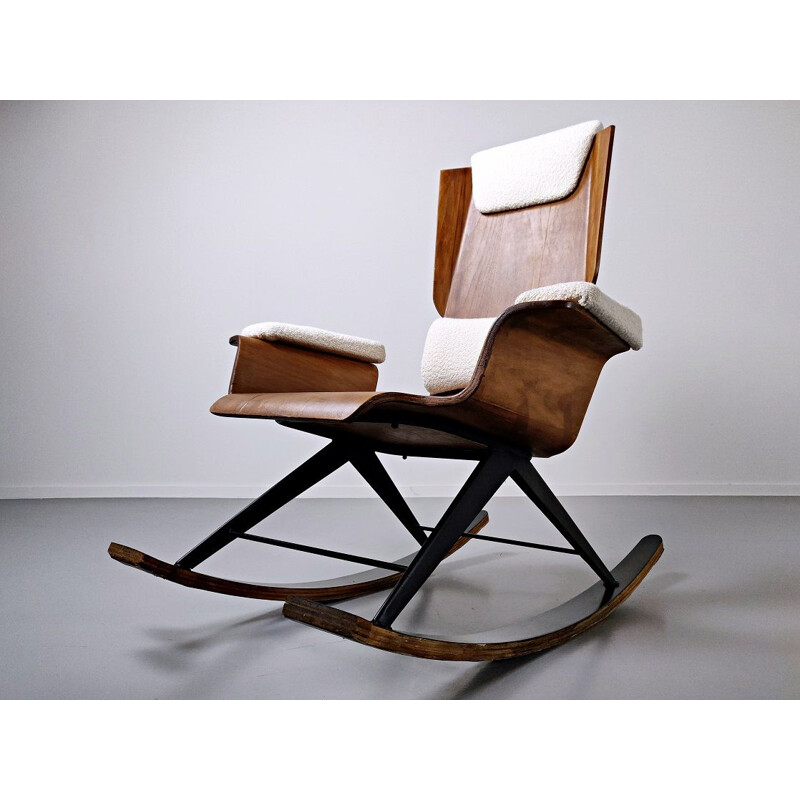 Vintage Wood rocking chair by Carlo Ratti Italy 1960s