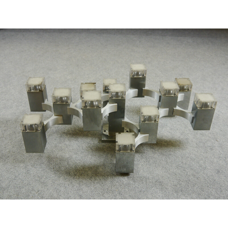 Plafonnier cubique en métal chromé, Gaetano SCIOLARI - 1970