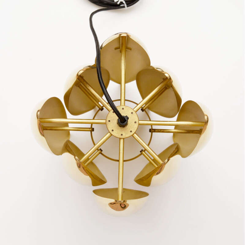 Vintage Pendant lamp 'Kastor' in brass by Jo Hammerborg For Fog and Morup 1960s