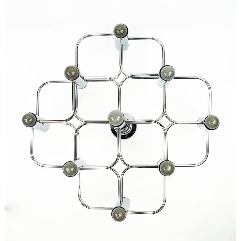 Mid-Century Chrome Chandelier by Boulanger Gaetano Sciolari Italian 1960