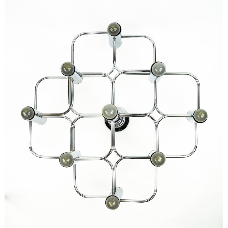 Mid-Century Chrome Chandelier by Boulanger Gaetano Sciolari Italian 1960