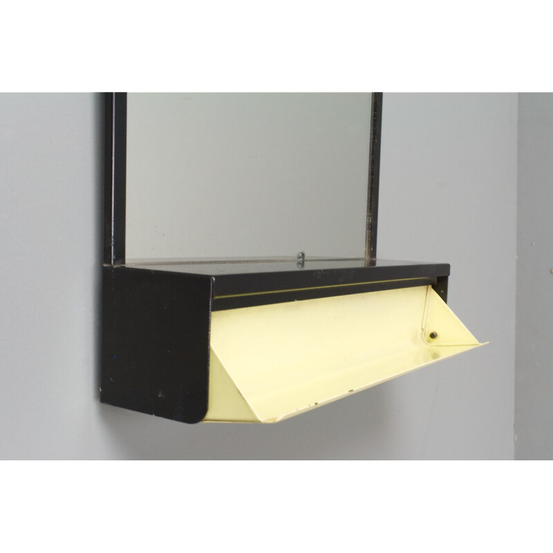 Vintage Brabantia mirror in black and yellow, 1960s