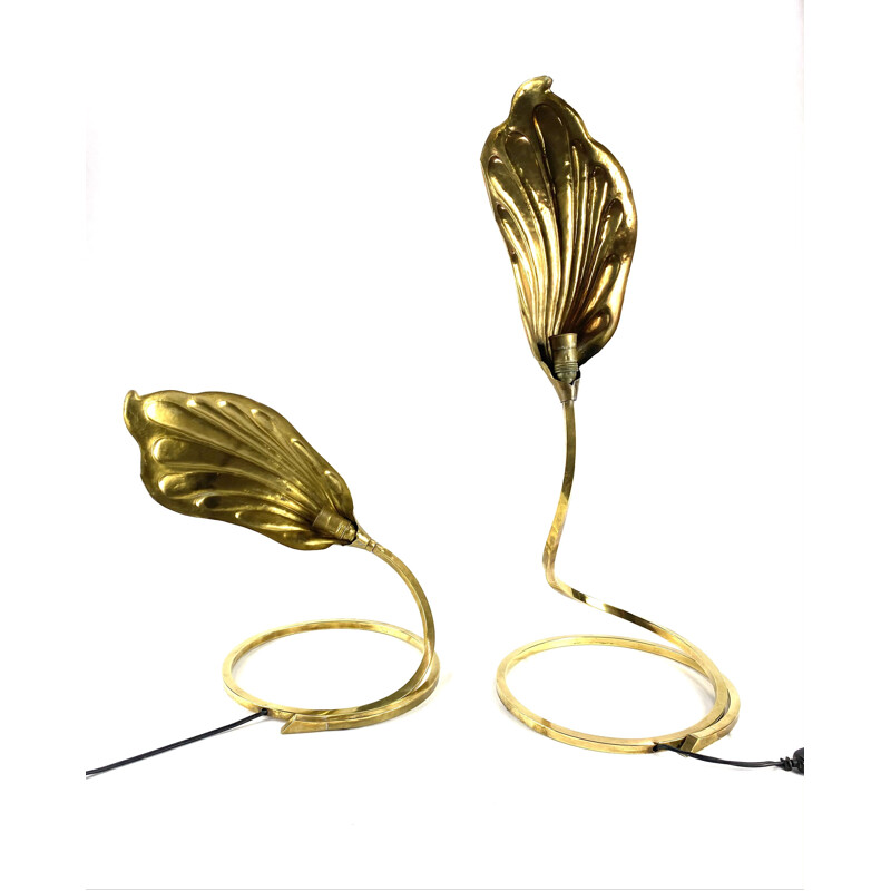 Pair of vintage brass table lamps, Carlo Giorgi & Tommaso Barbi for Bottega Gadda, 1970