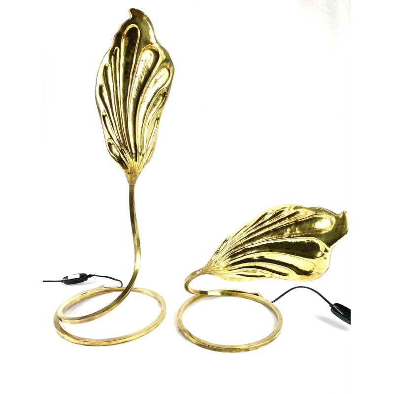 Pair of vintage brass table lamps, Carlo Giorgi & Tommaso Barbi for Bottega Gadda, 1970