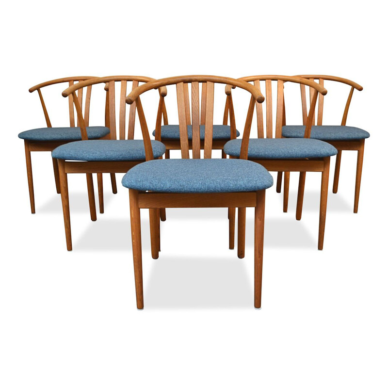 Set of 6 vintage oak chairs, Hans J. Wegner, Danish