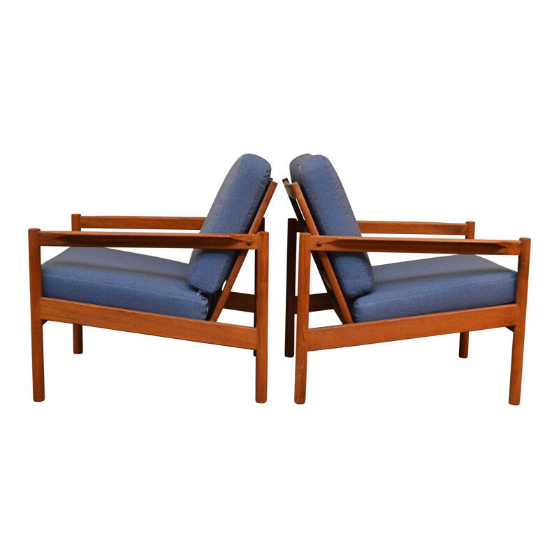 Pair of vintage teak lounge armchairs, Kai Kristiansen, Denmark 1960