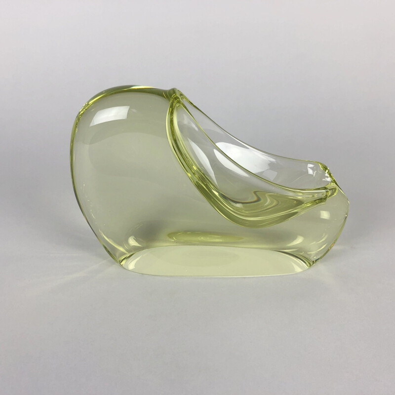 Vintage glass ashtray by Miloslav Klinger for the Zelezny Brod glassworks, Czechoslovakia 1960