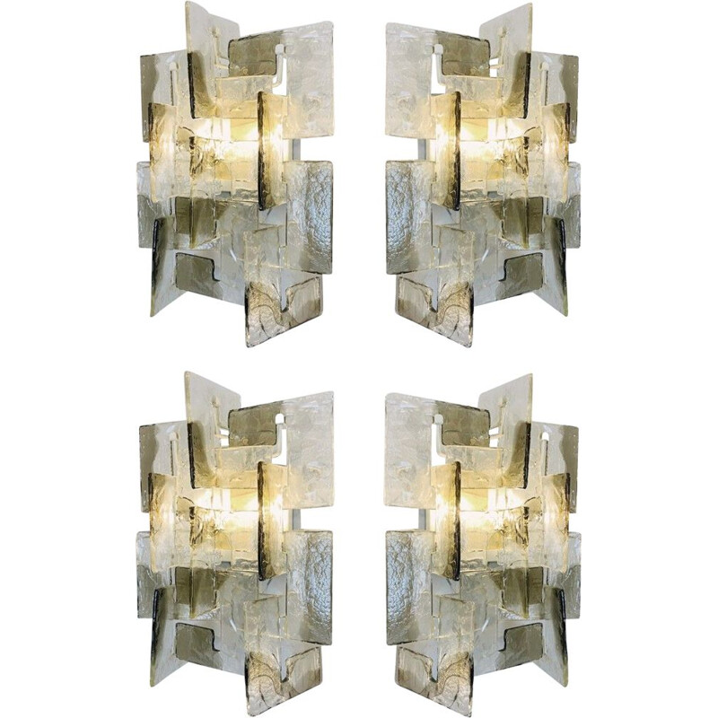 8 Vintage Wall Sconces "C" By Carlo Nason For Mazzega Murano 1970