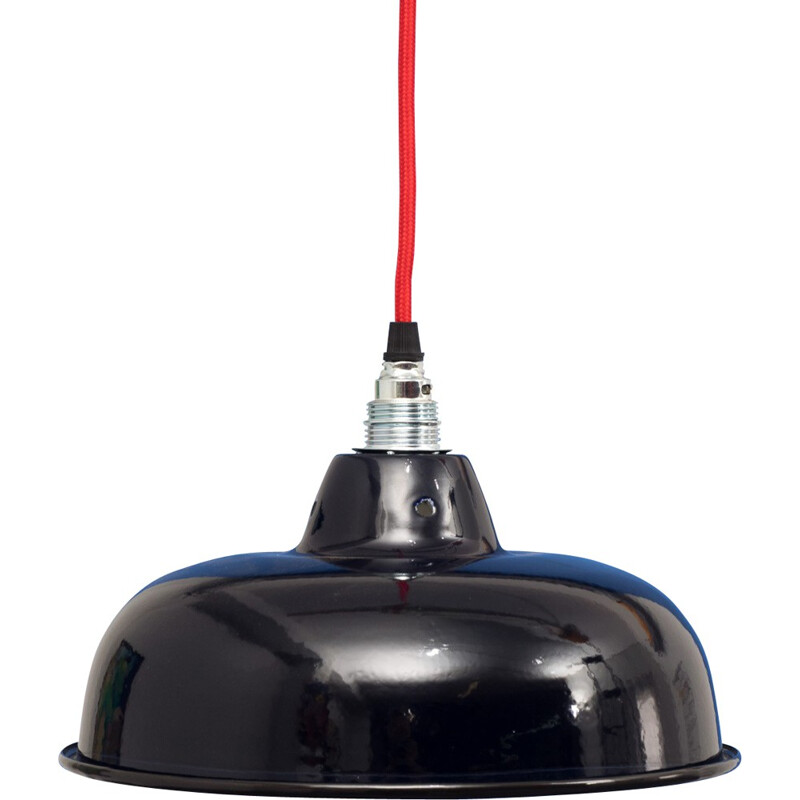 Industrial hanging lamp in black lacquered metal  - 1960s