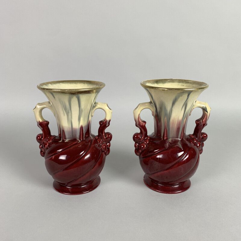 Pair of vintage Fat Lava vases, German 1970