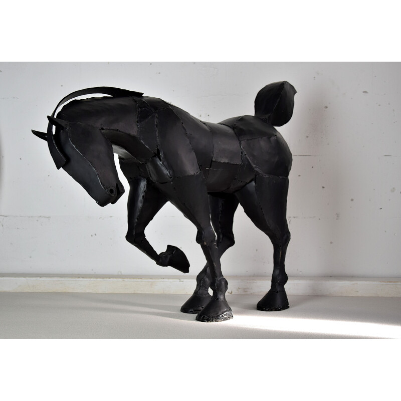 Vintage large welded iron horse sculpture by Lida Boonstra, 1998