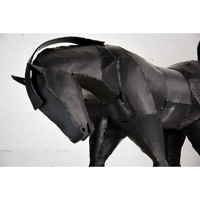 Vintage large welded iron horse sculpture by Lida Boonstra, 1998