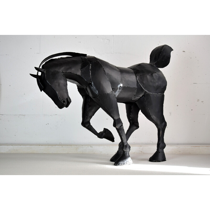 Gran escultura vintage de caballo de hierro soldado de Lida Boonstra, 1998