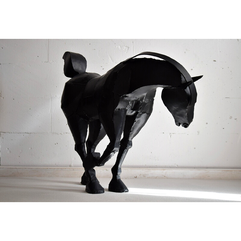 Vintage-Skulptur großes Pferd aus geschweißtem Eisen von Lida Boonstra, 1998